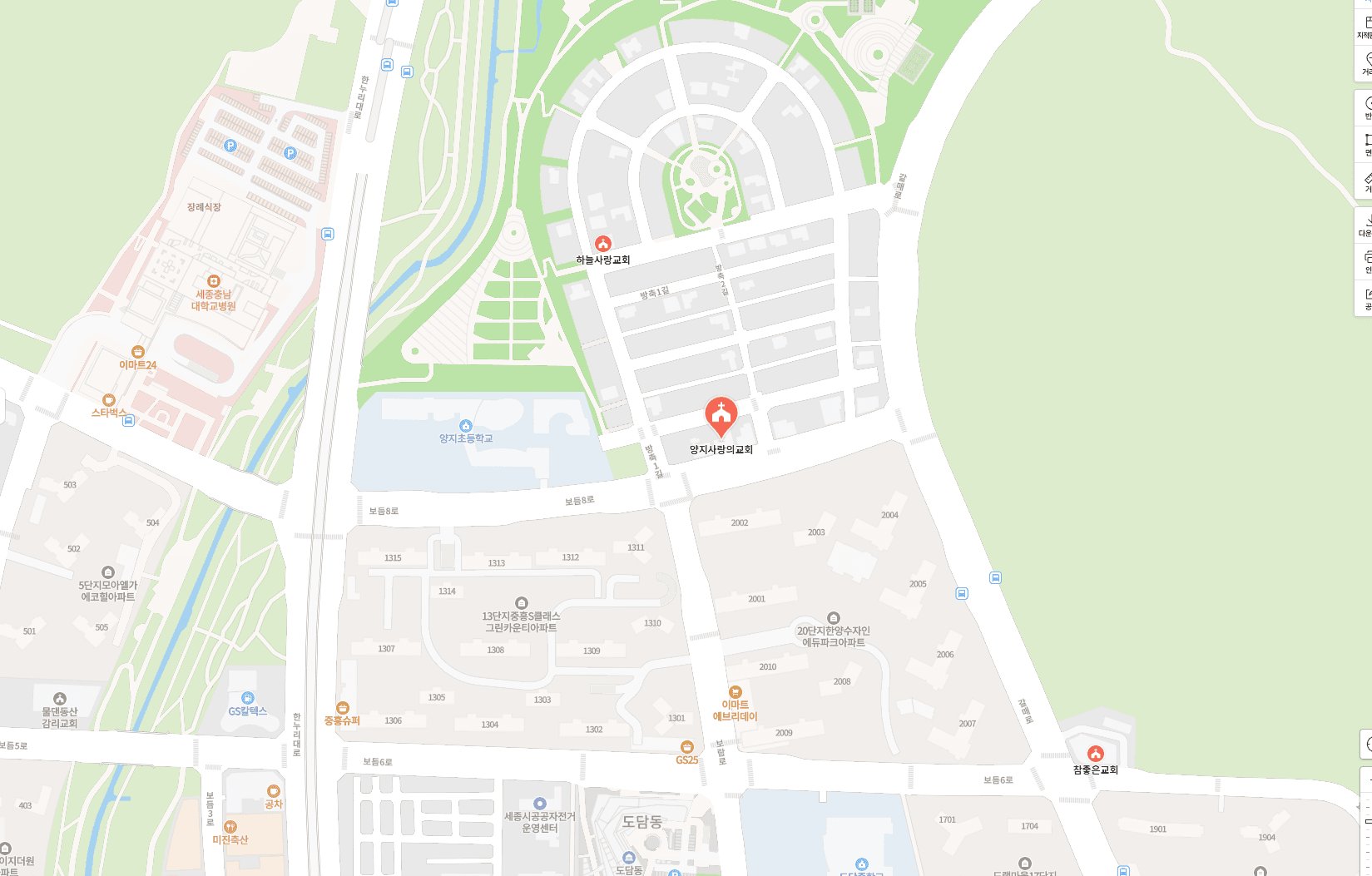 양지사랑의교회 약도 - 세종시 도담동